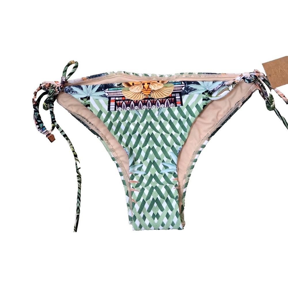 Rachel Rachel Roy Side Tie Cheeky Bikini Bottom Women's S Green Multi Print NWT